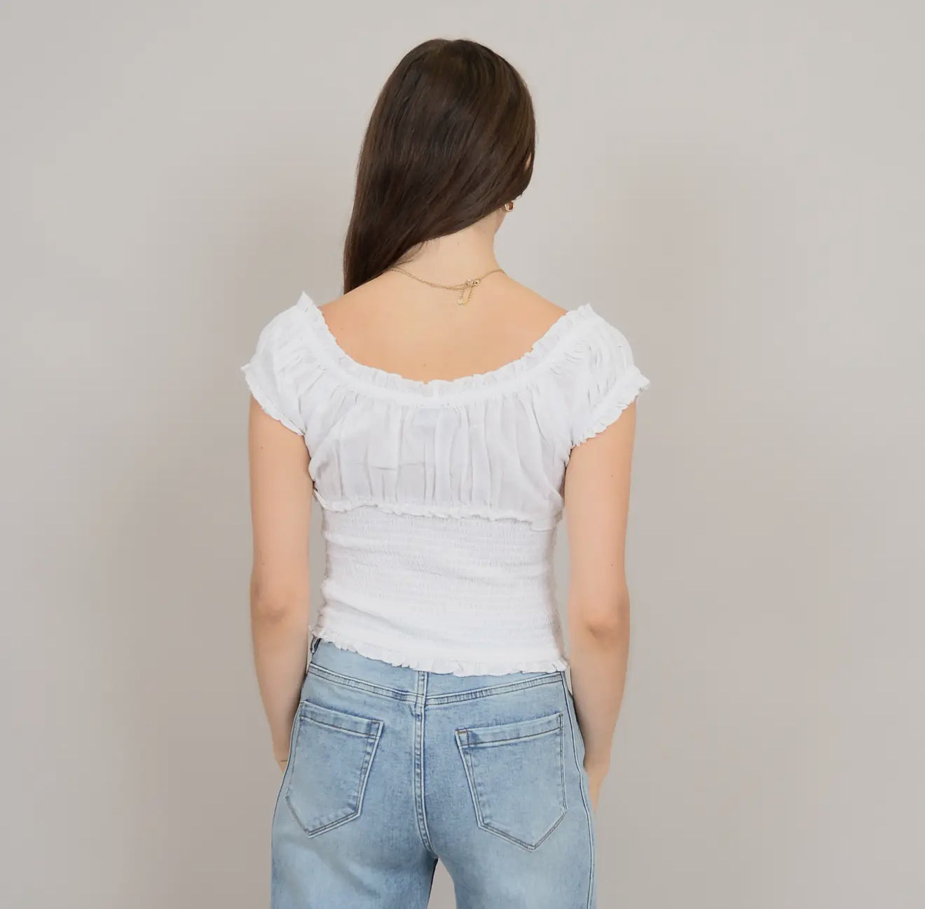 Mica Puff Short Sleeve Shirred Top