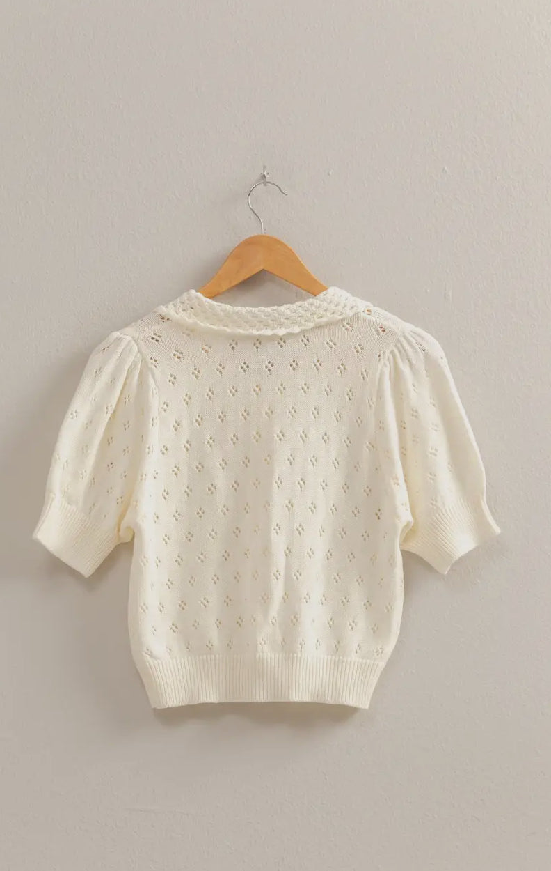 Knit puffed sleeve sweater