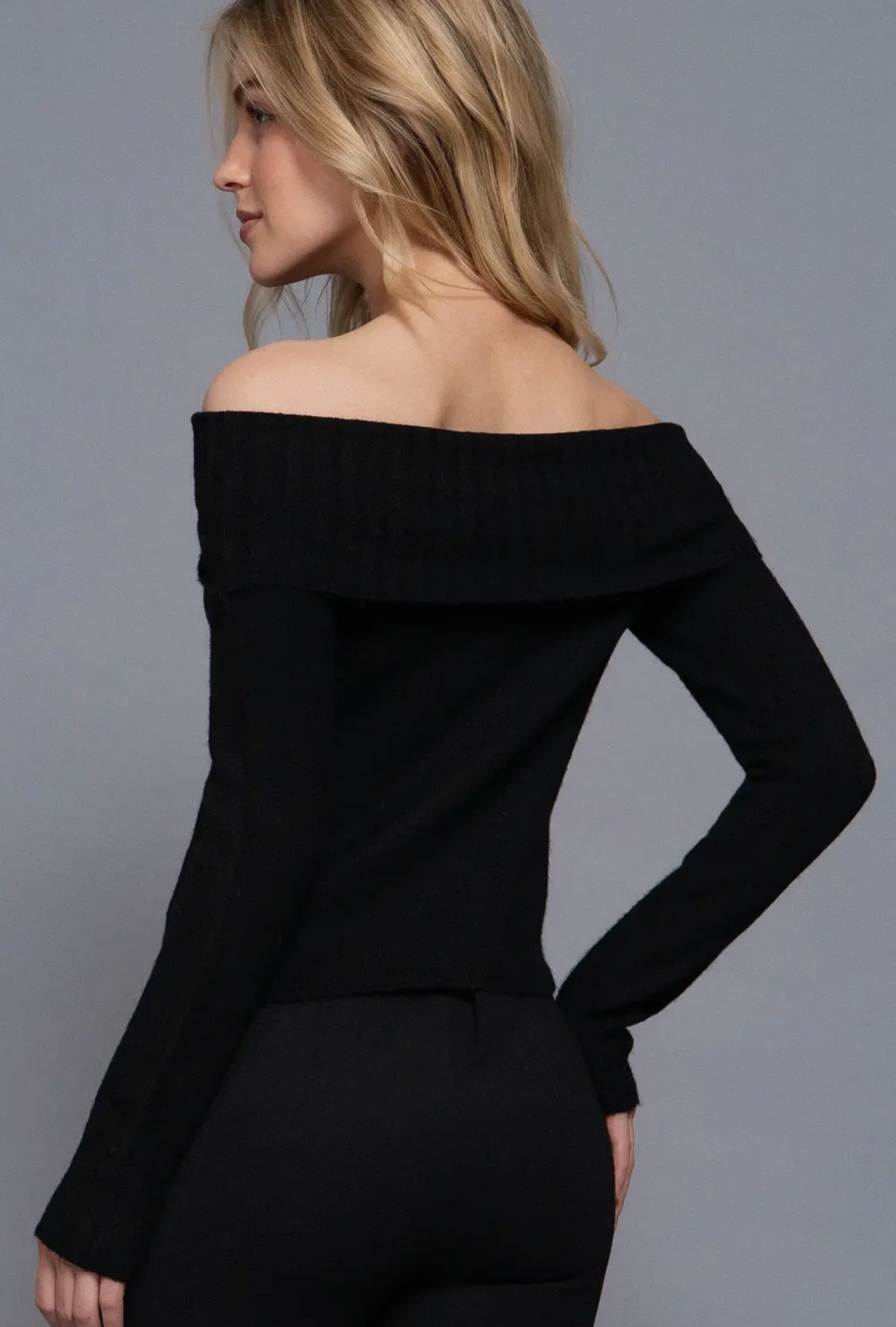 Long sleeve off the shoulder sweater