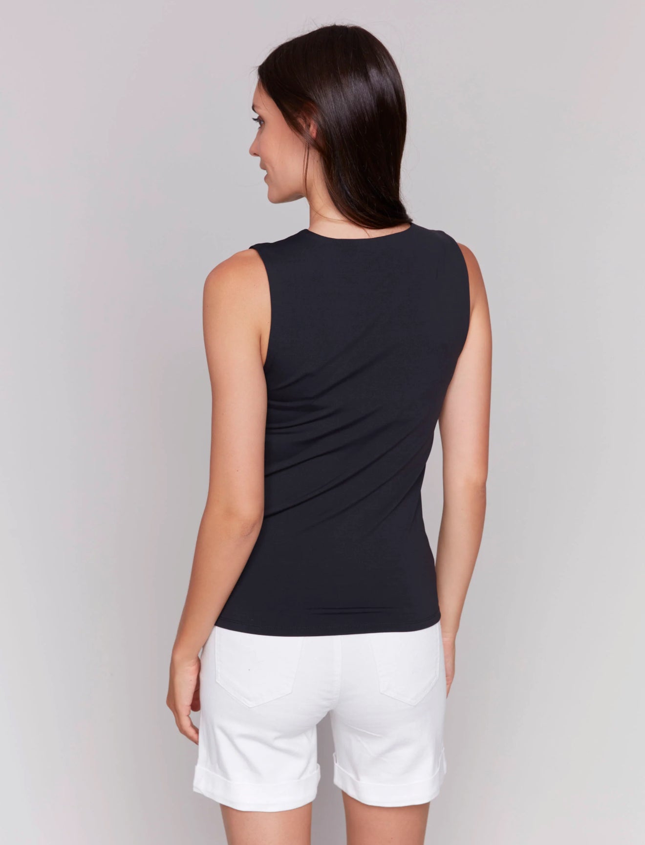 Double Cloth Sleeveless Crew Neck