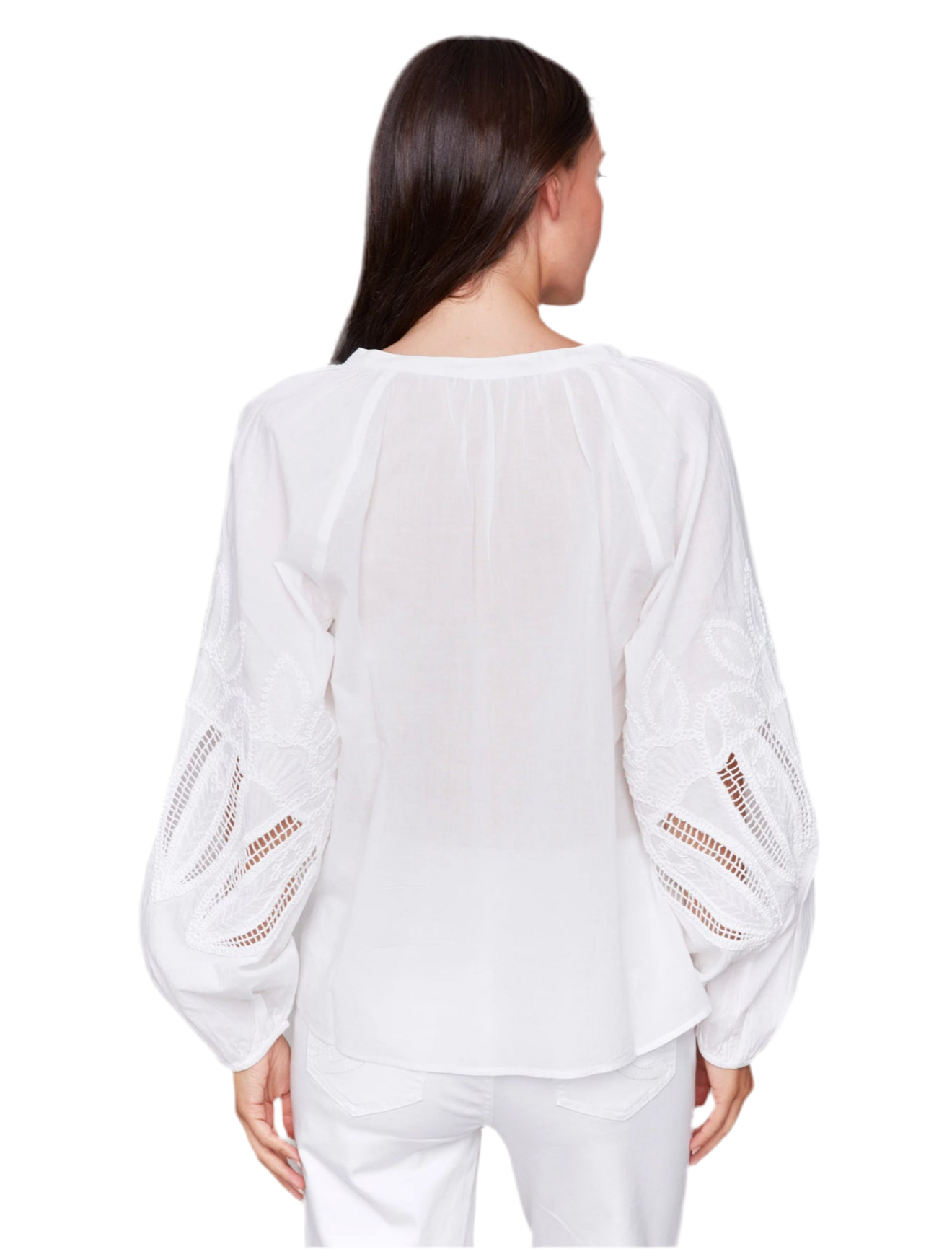 Cotton Button-Front Blouse with Embroidery