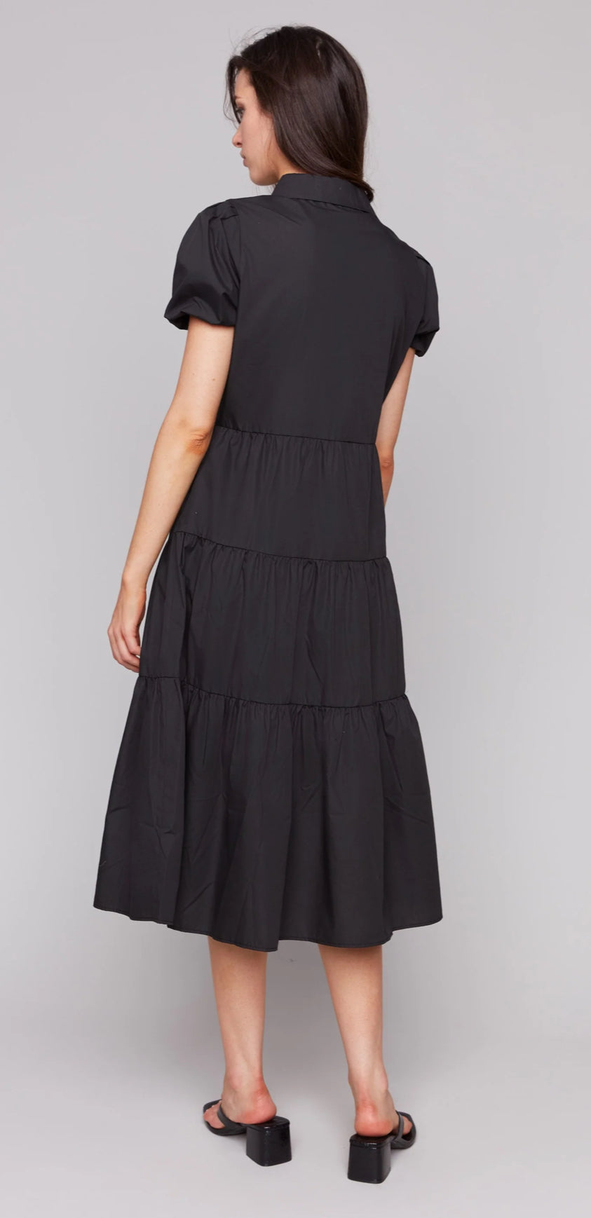 Poplin puff sleeve maxi dress