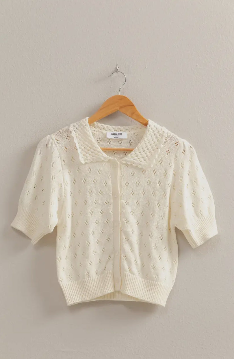 Knit puffed sleeve sweater