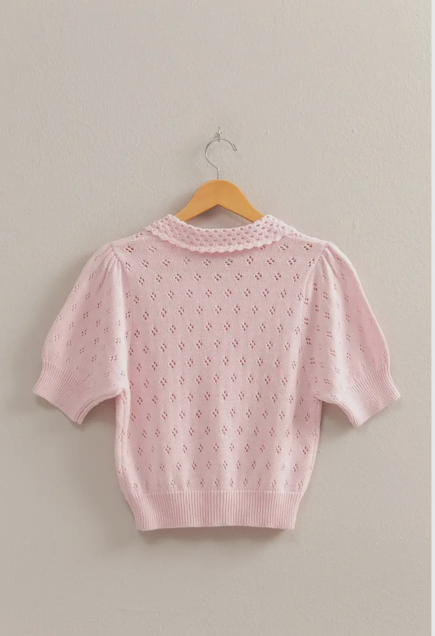 Knit puff sleeve sweater