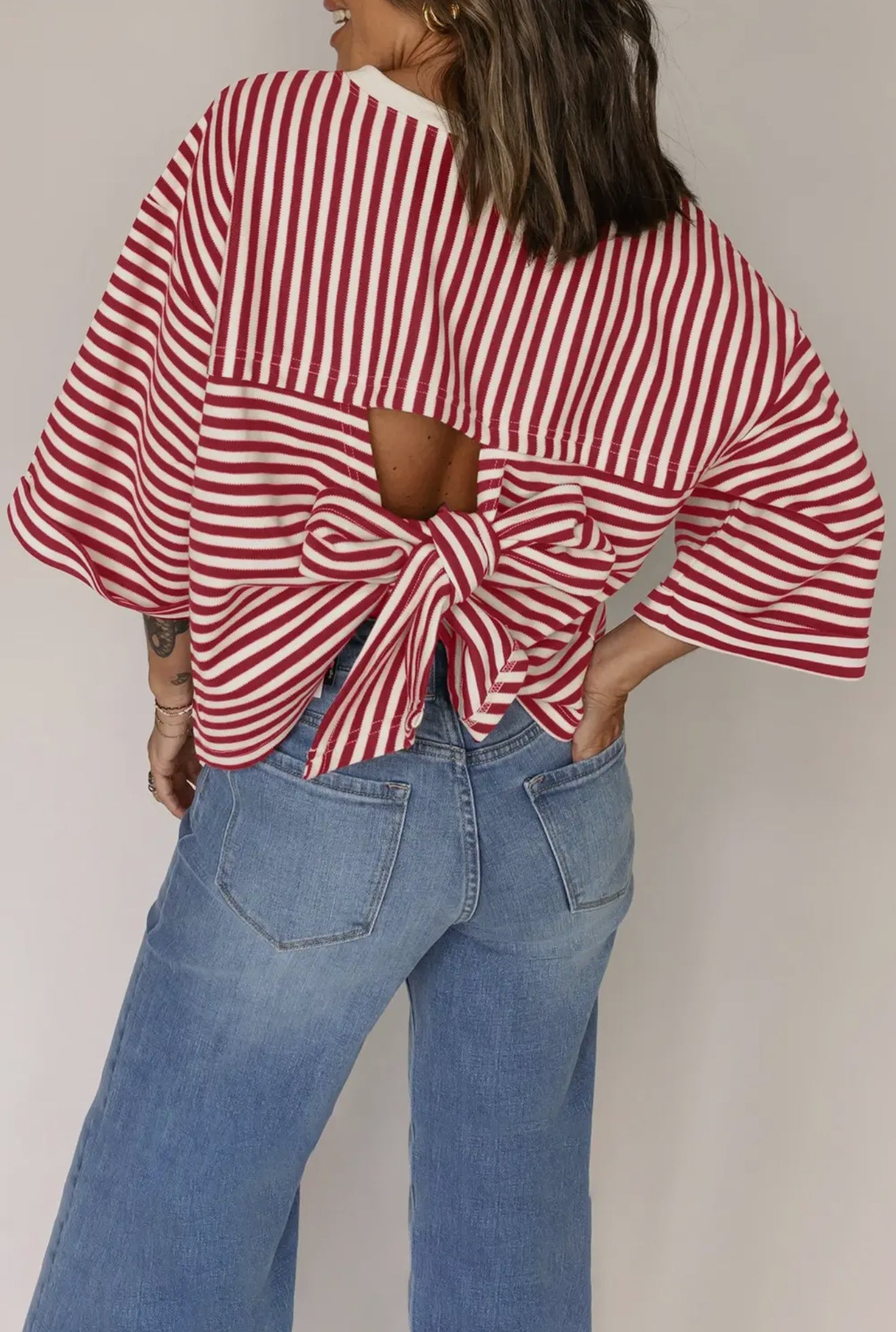Striped bowknot shirt