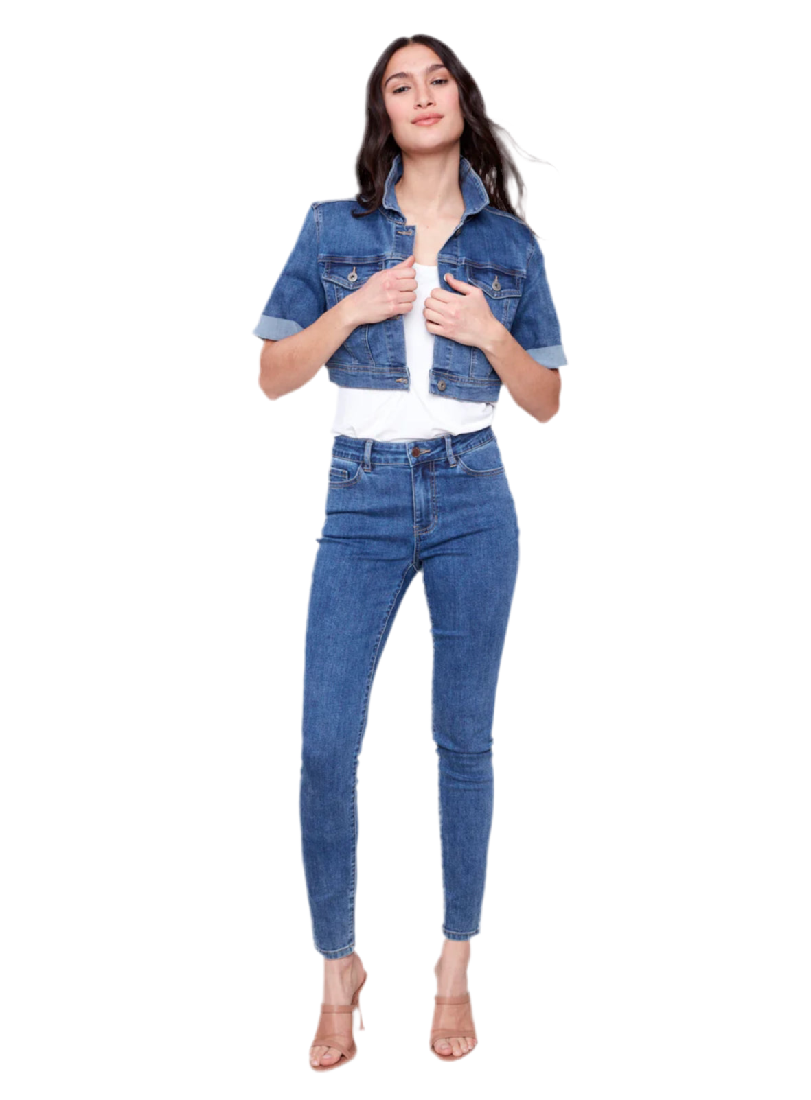 Cropped Denim Jacket - Medium Blue