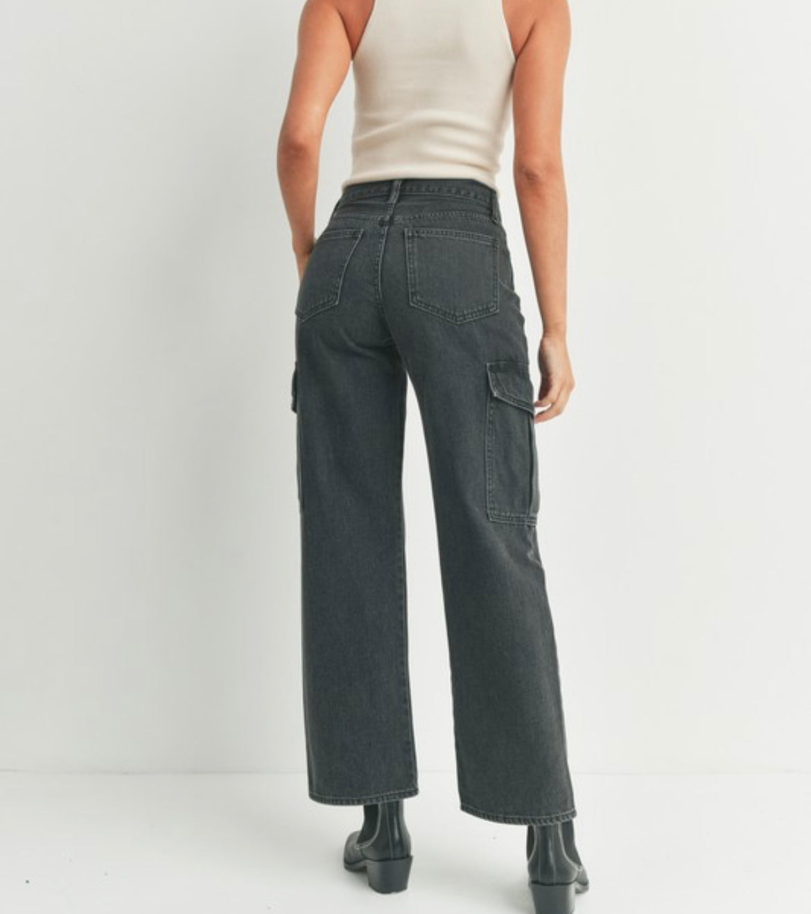 Black Denim Cargo Pant