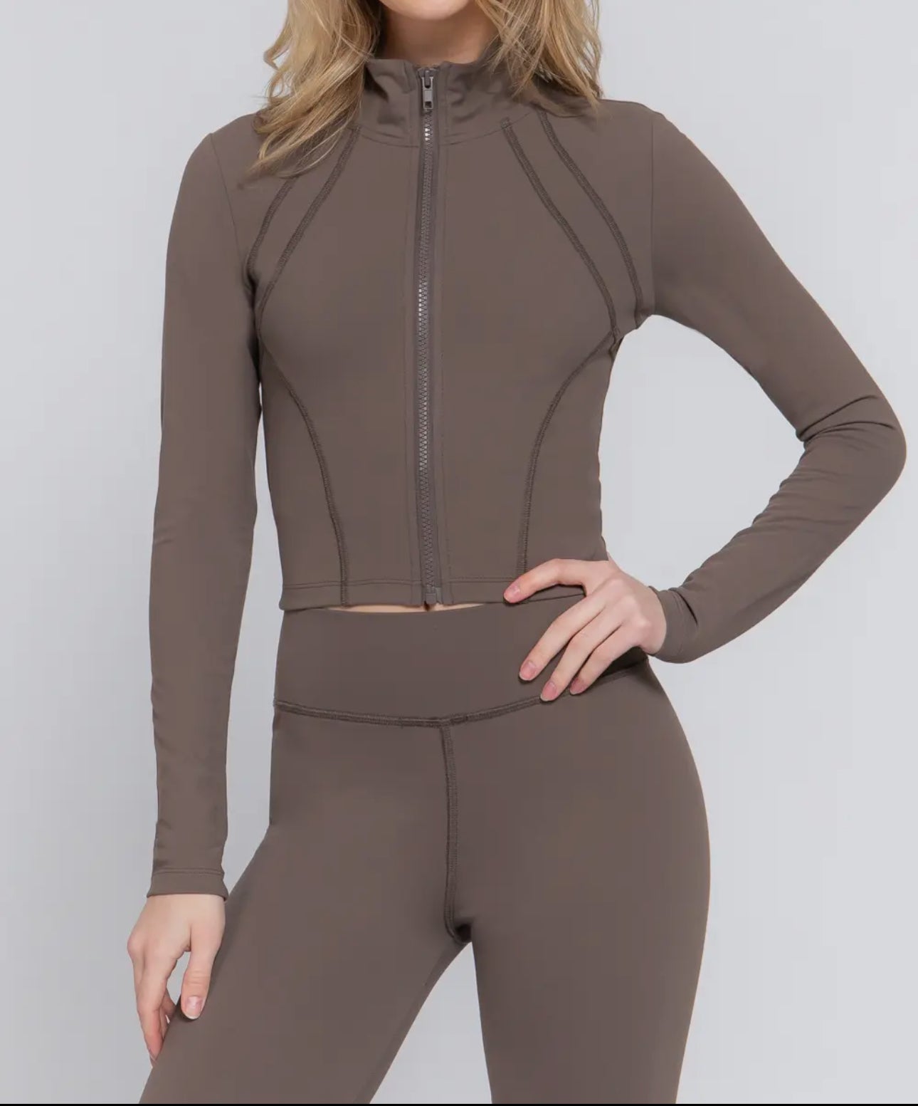 Mock Neck Zip-Up Workout Jacket