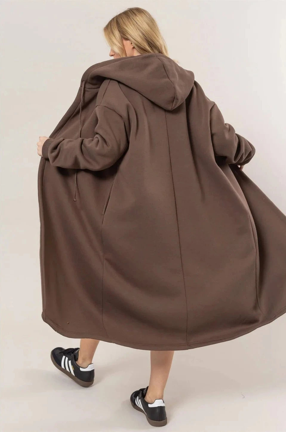 Longline Hooded Coat - Cocoa