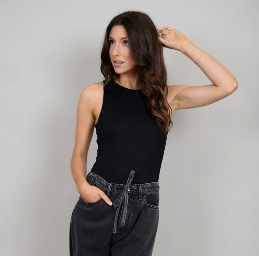 Roxanna rib sleeveless crewneck bodysuit