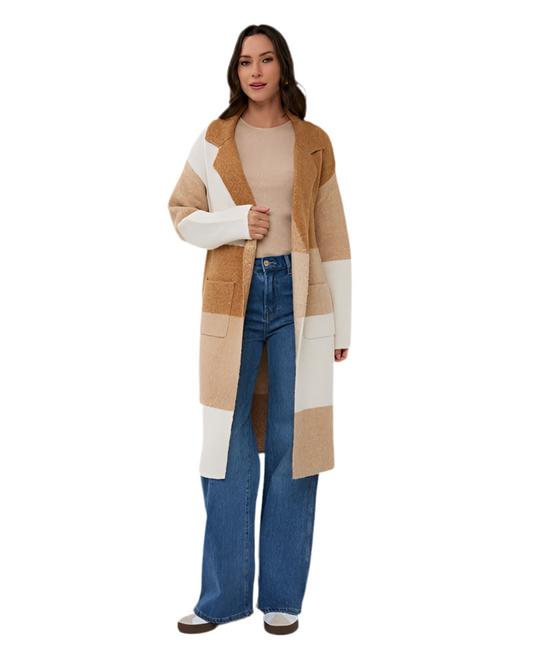 Long color block cardigan