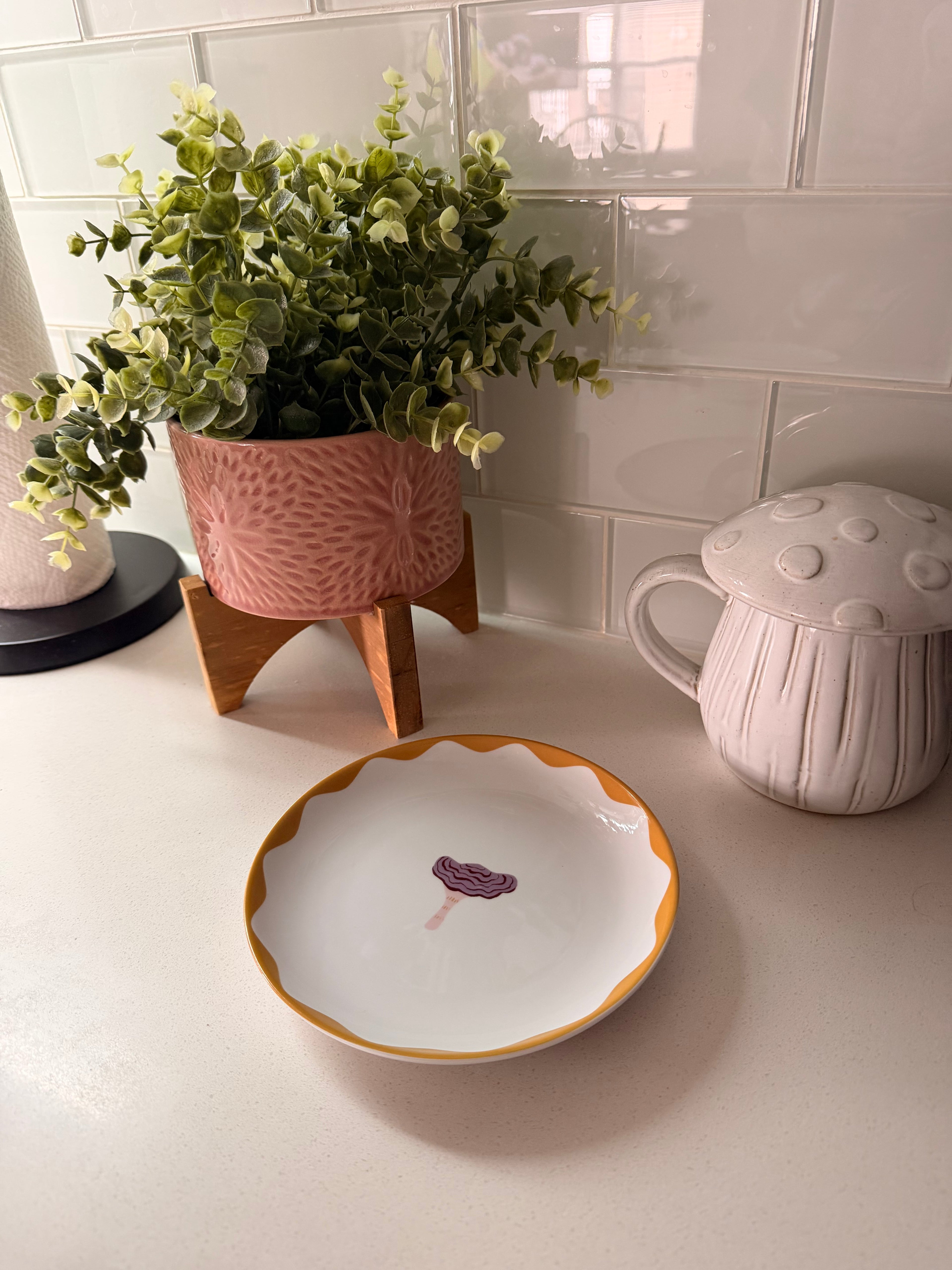 Set/4 Appie Plates mushroom
