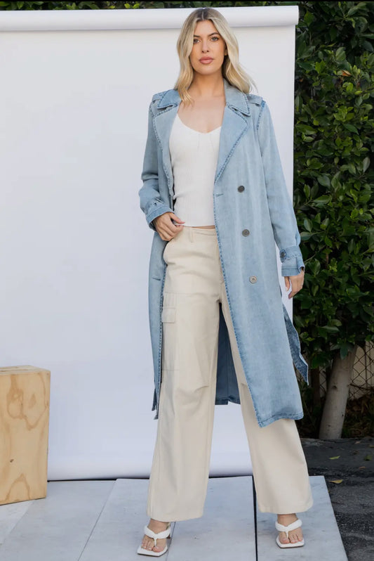 Denim Garment Washed
Trench Coat