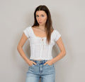 Mica Puff Short Sleeve Shirred Top