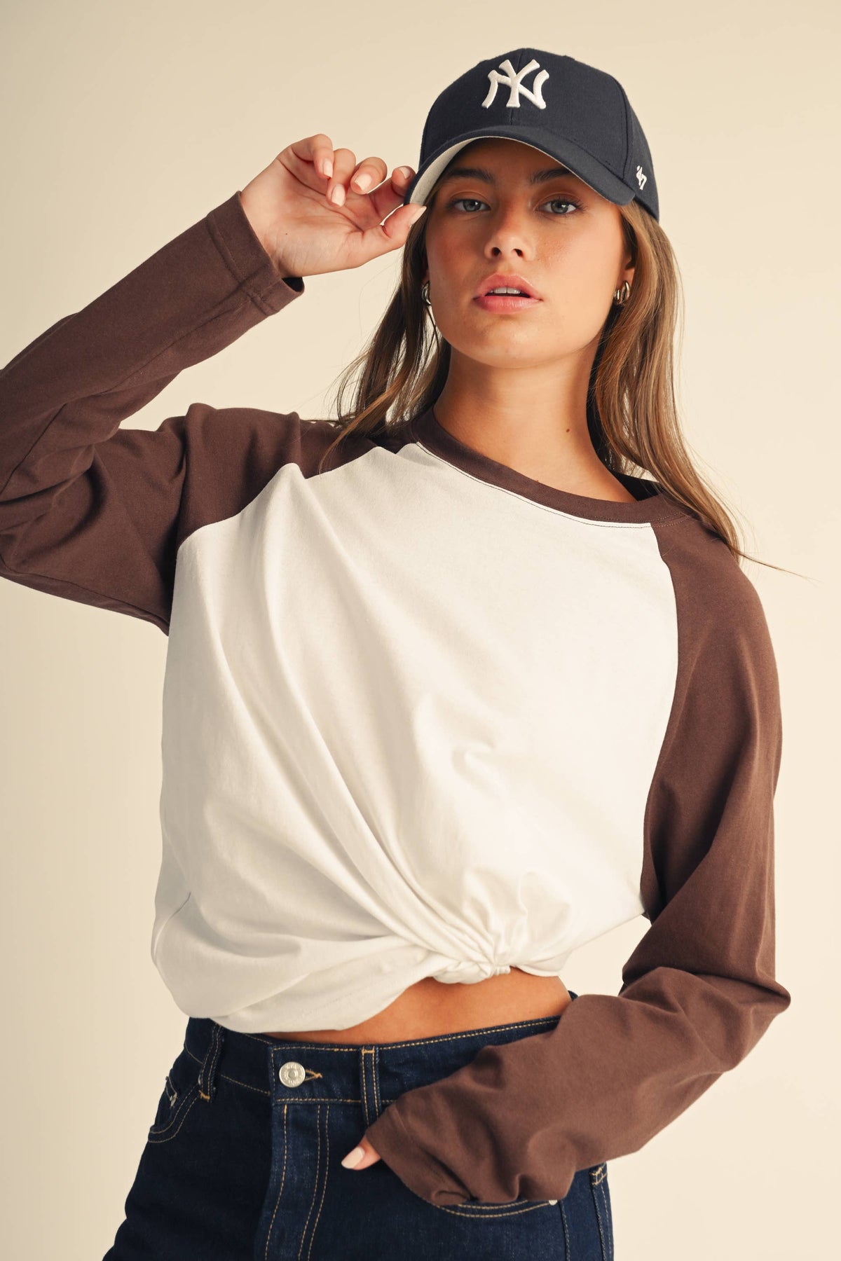Raglan Brown Sleeve Baseball Tee