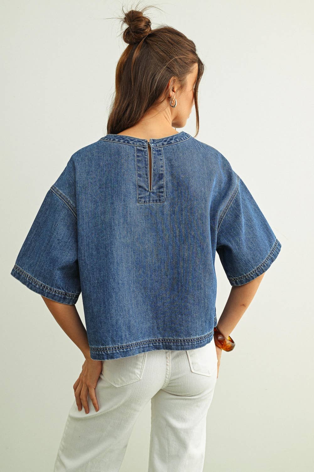 SOLO SHORT SLEEVE DENIM TOP