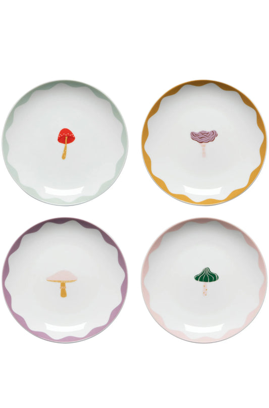Set/4 Appie Plates mushroom