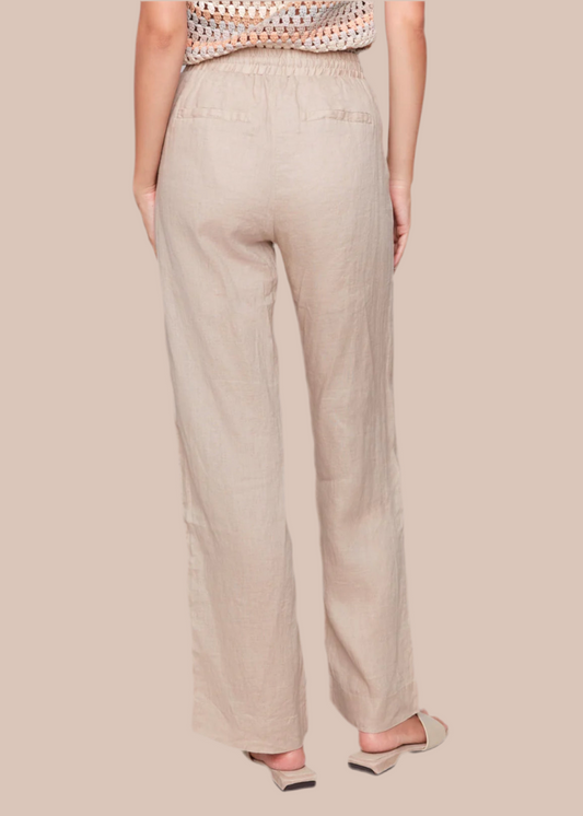 Pull-On Linen Blend Wide Leg
Pants Biscuit
