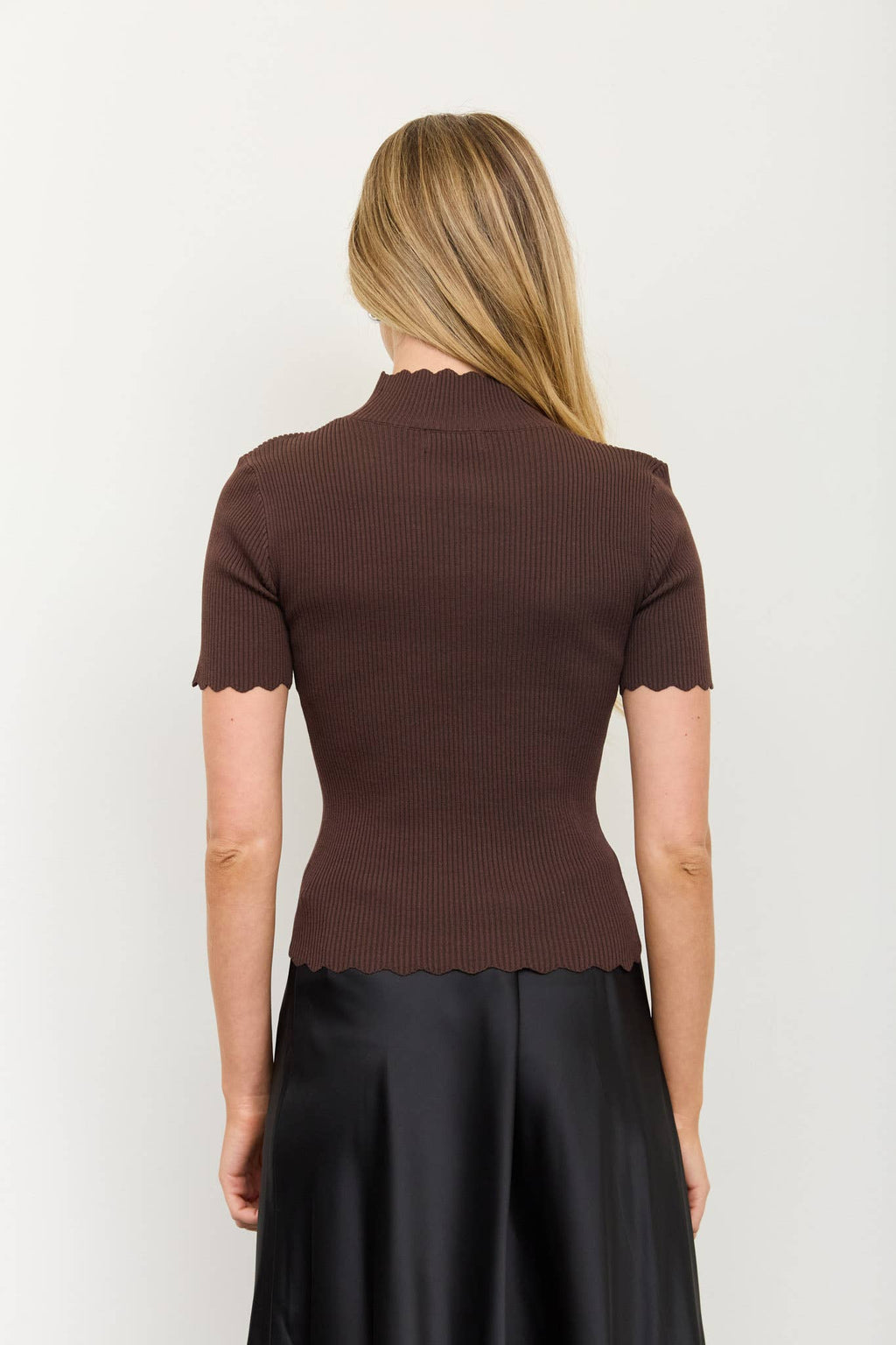 Scalloped mock sweater
