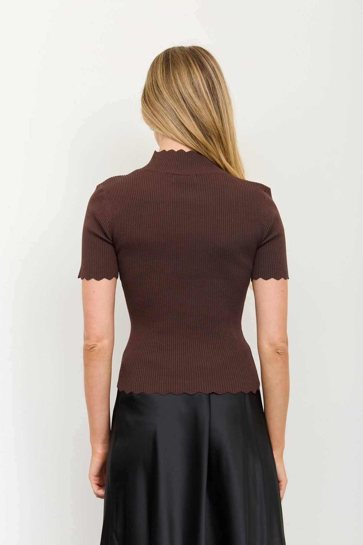 Scalloped mock sweater