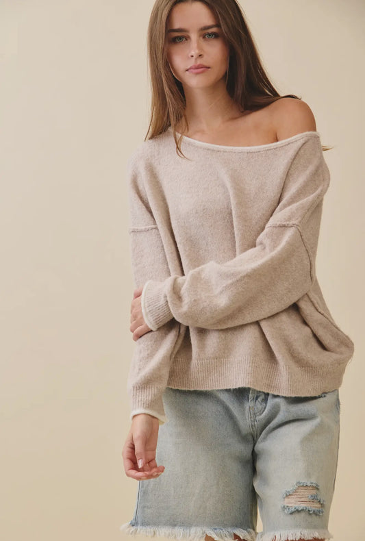 Drop Shoulder Knit Sweater