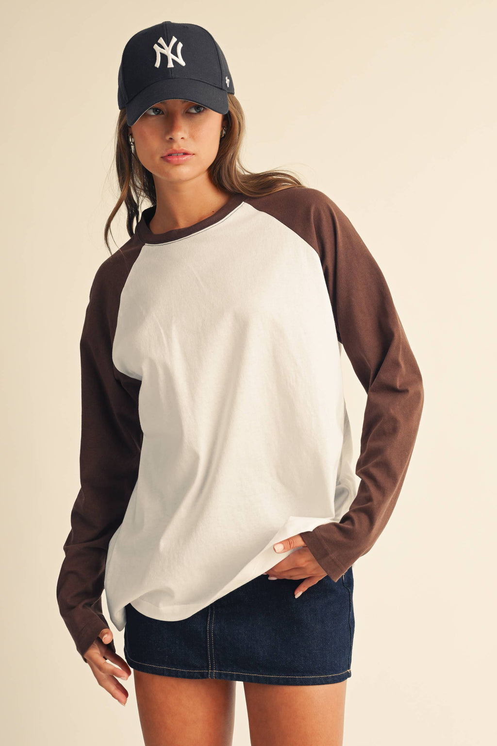 Raglan Brown Sleeve Baseball Tee