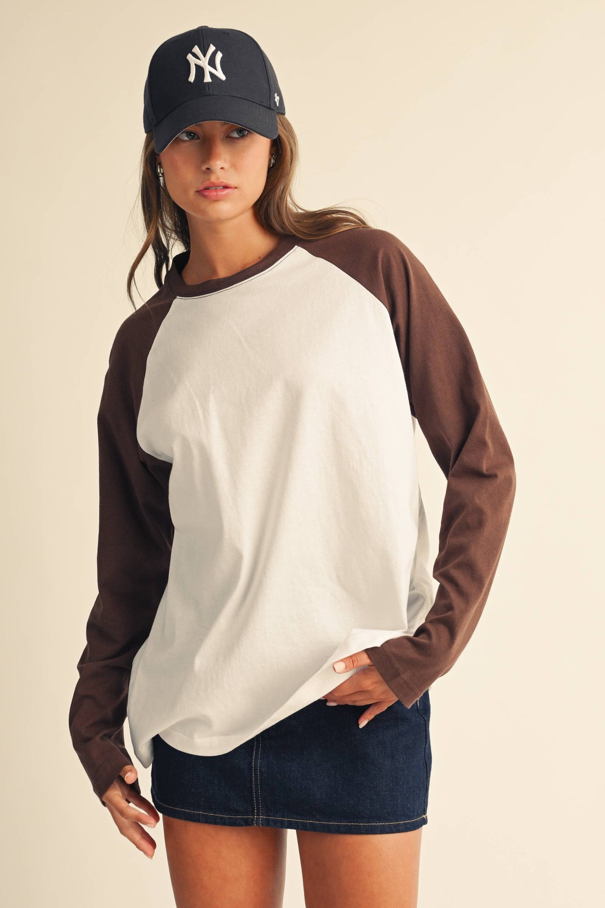 Raglan Brown Sleeve Baseball Tee