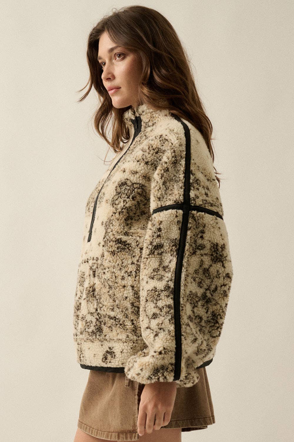 Paisley Sherpa Fleece Half Zip  Jacket
