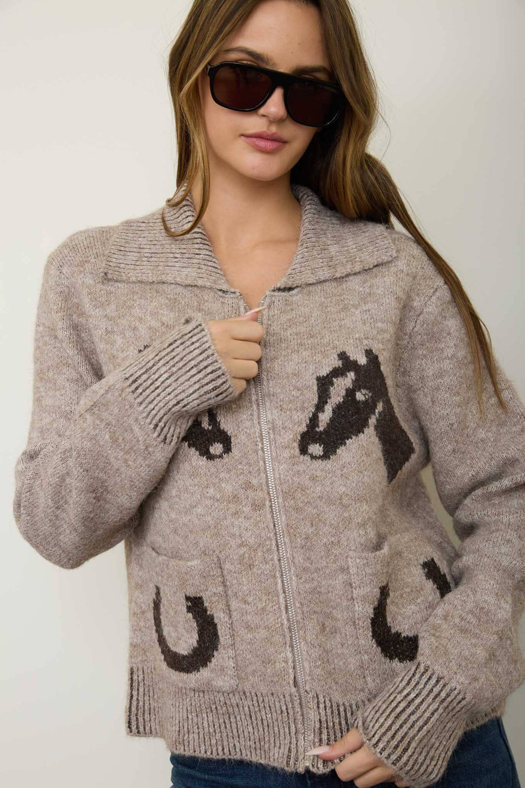 Western zip up cardigan