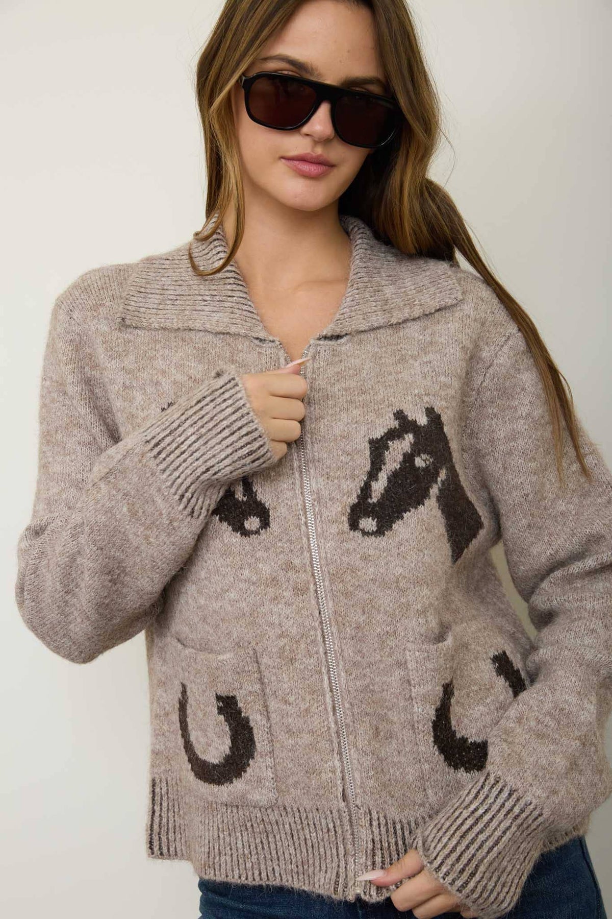 Western zip up cardigan