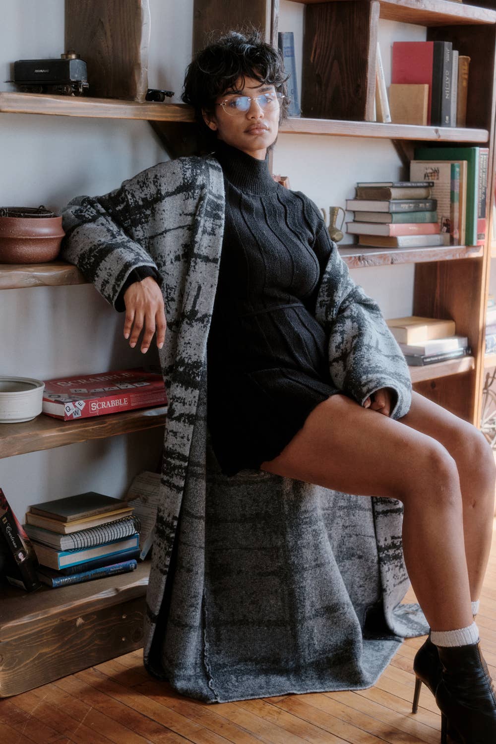 Jacquard-Knit Duster Cardigan
