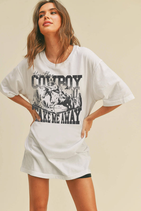 Cowboy Take Me Away Graphic Tee: WHITE / M