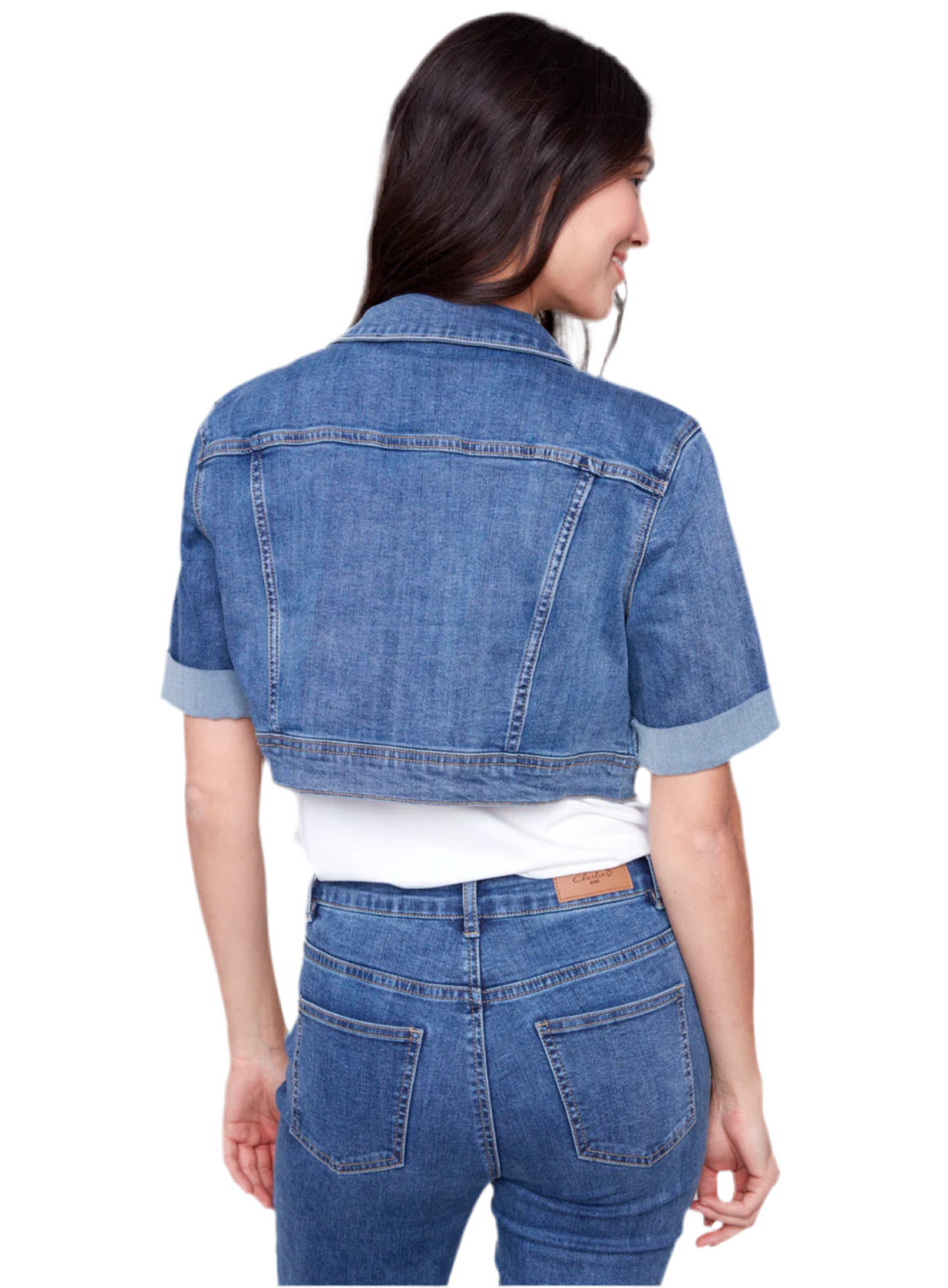 Cropped Denim Jacket - Medium Blue