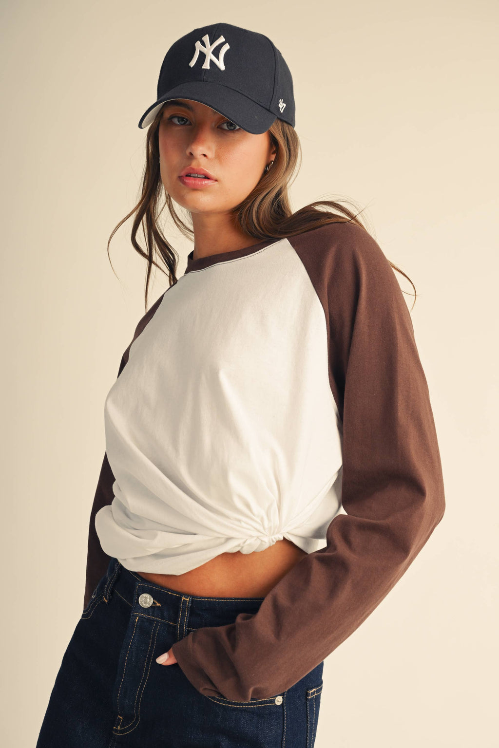 Raglan Brown Sleeve Baseball Tee