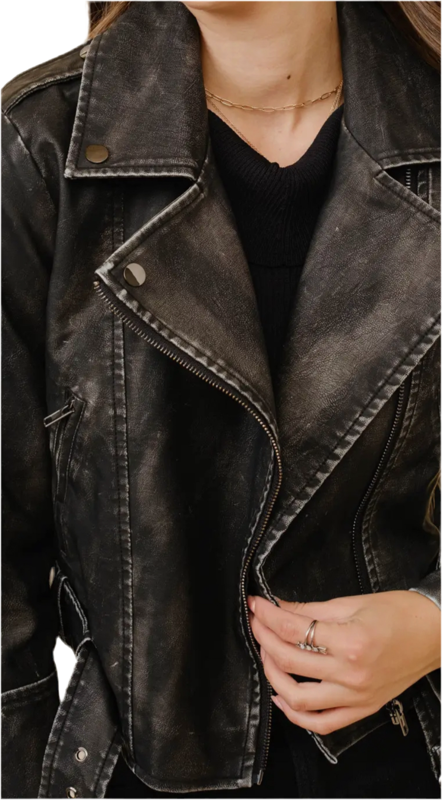 Washed black moto jacket