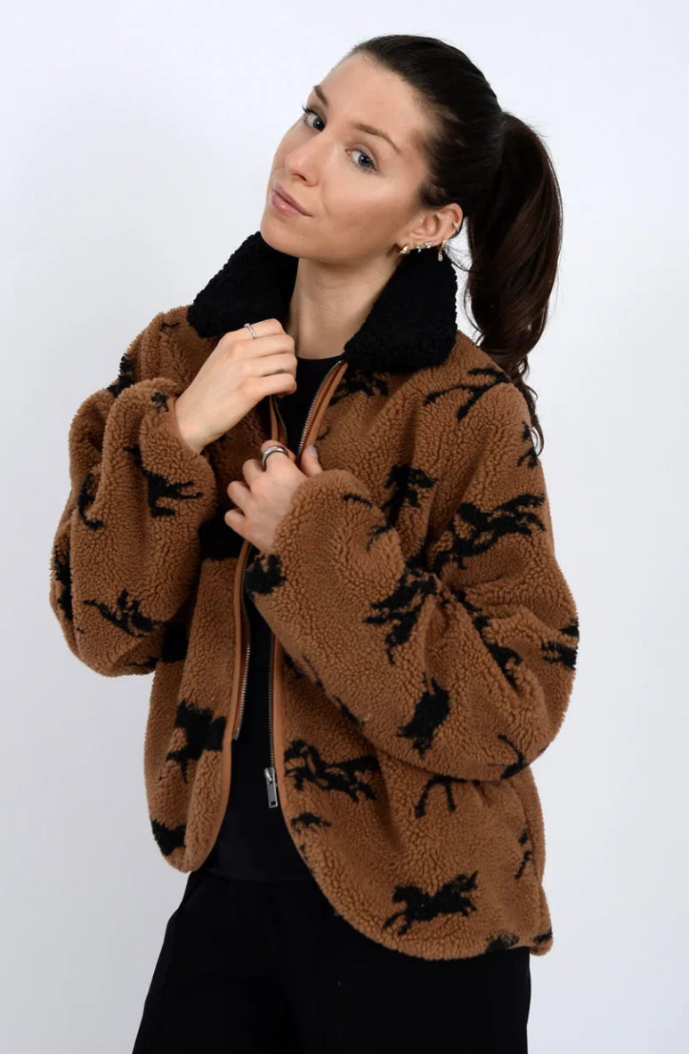 Rd Style Joline Horse Print Sherpa Jacket