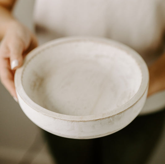 Whitewash Wood Bowl