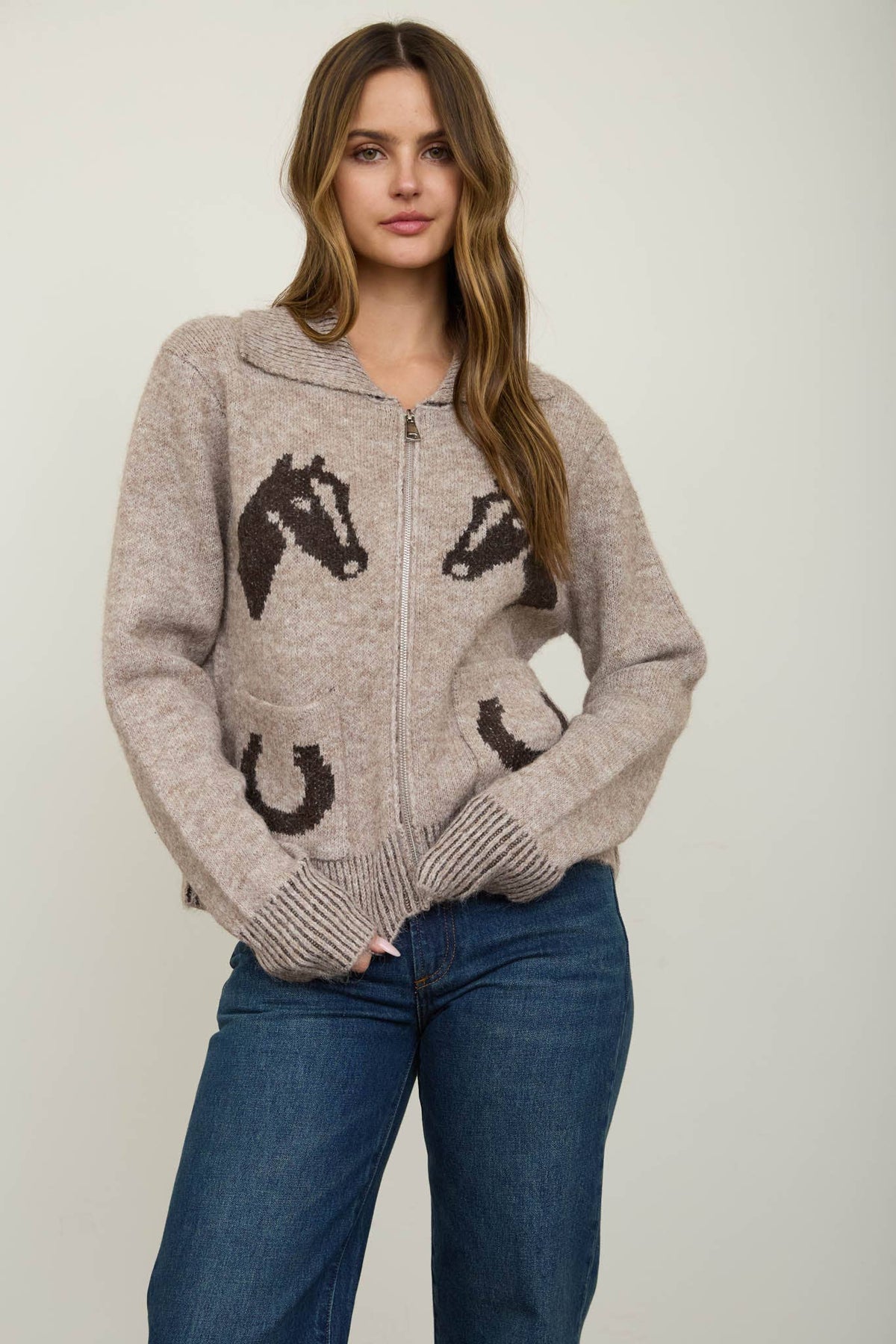 Western zip up cardigan