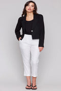 Cropped linen blend blazer