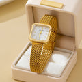 SQUARE FACED MESH BAND BRACELET WATCH