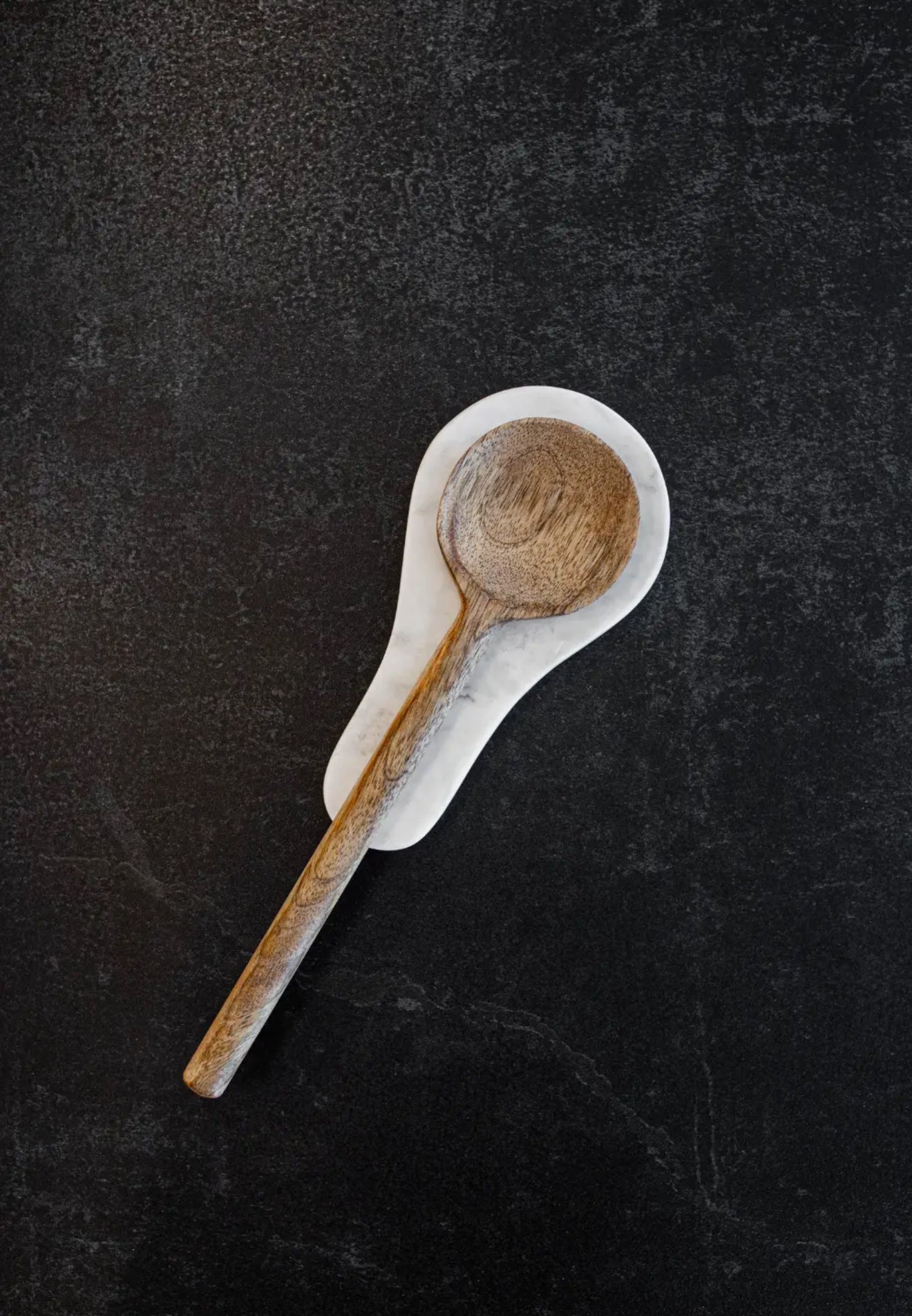 Hand cut marble spoon rest