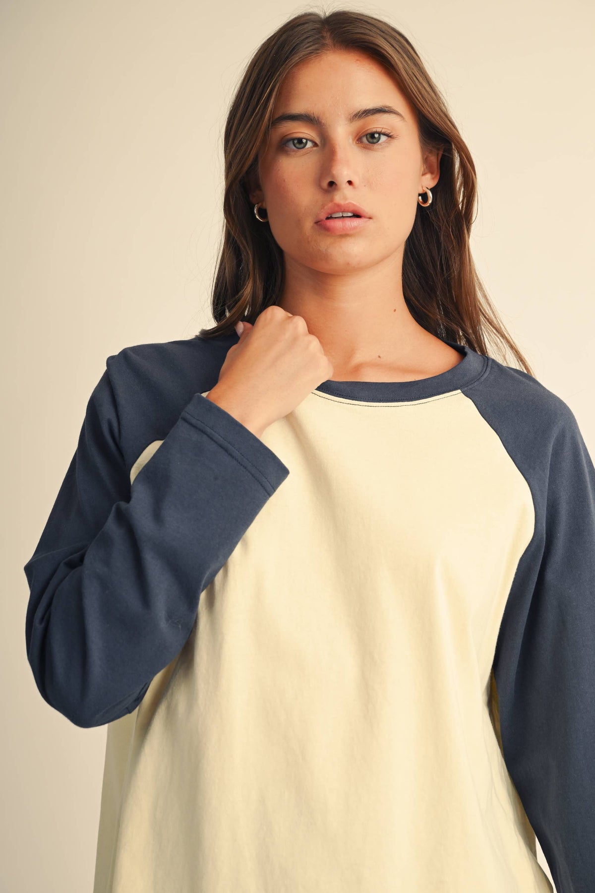 Raglan Blue Sleeve Baseball Tee