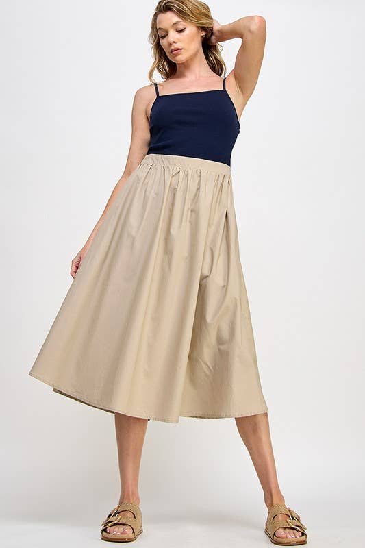 Tank top Midi dresses: Navy/Beige / L