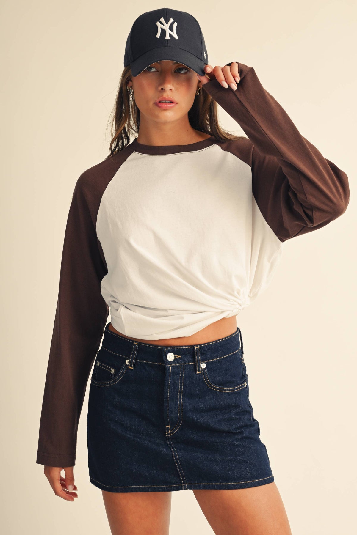 Raglan Brown Sleeve Baseball Tee