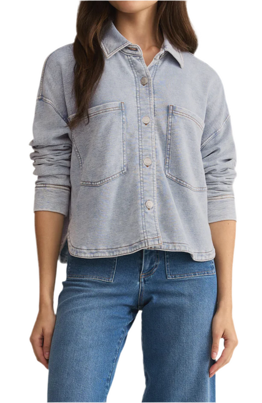 All day cropped knit denim jacket