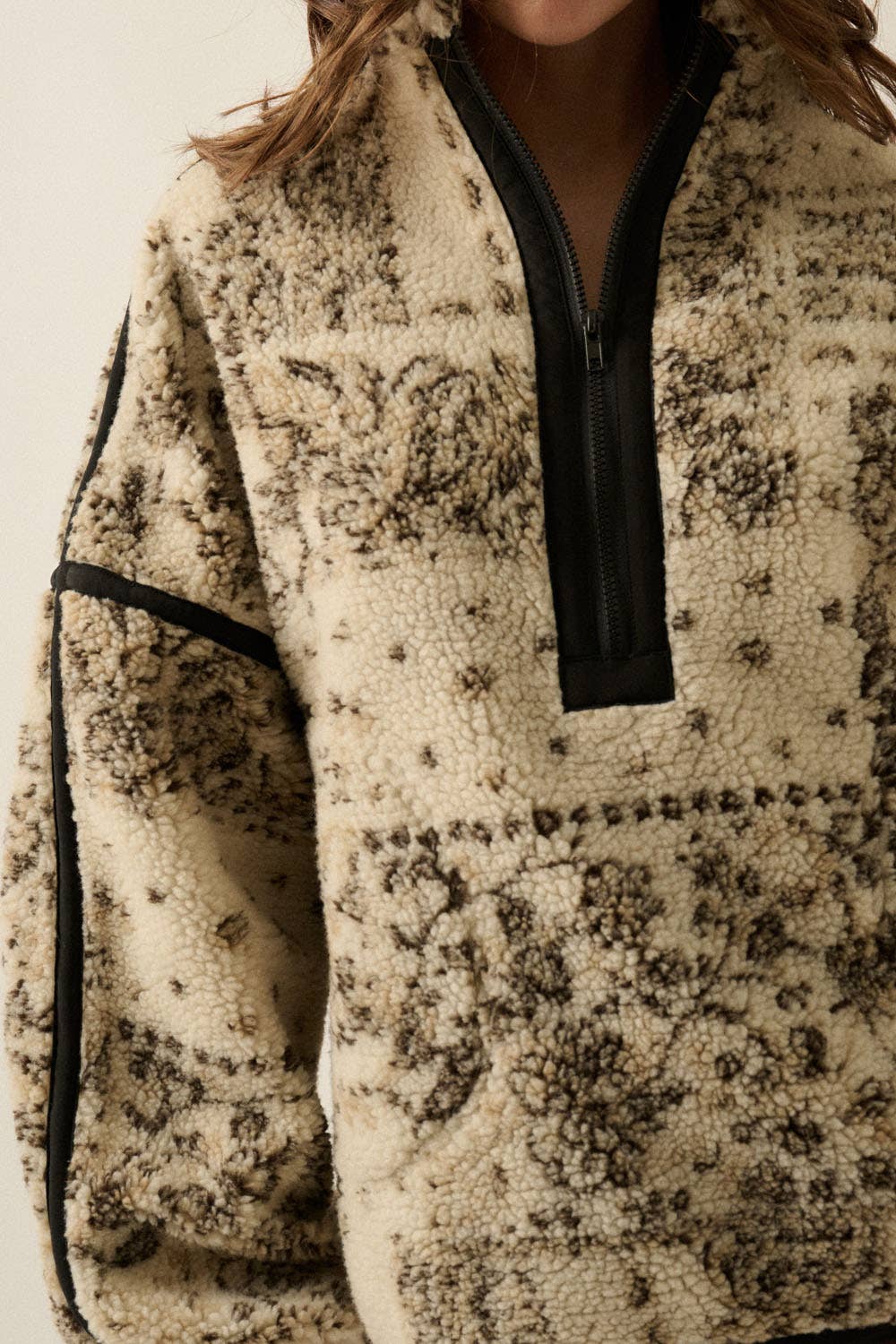 Paisley Sherpa Fleece Half Zip  Jacket