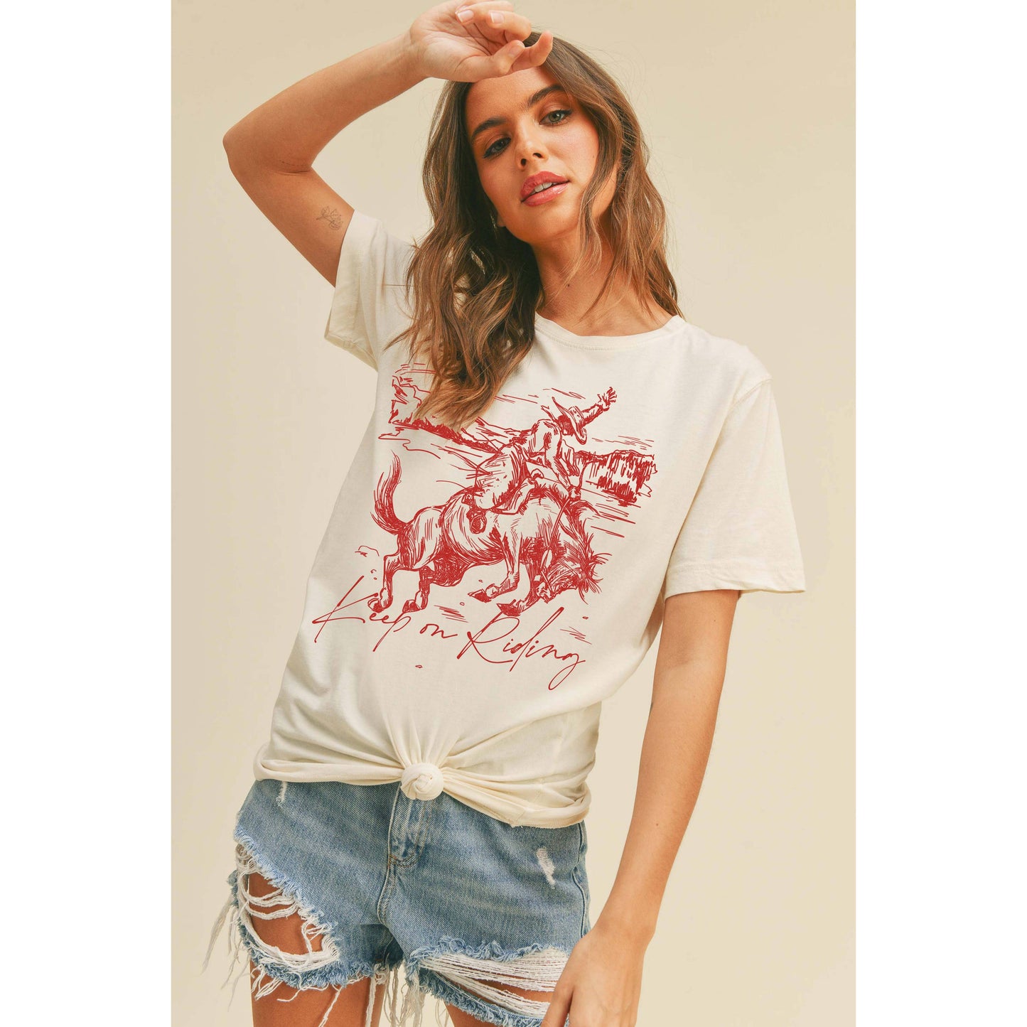 Cowboy Rodeo Graphic Tee: WHITE / M