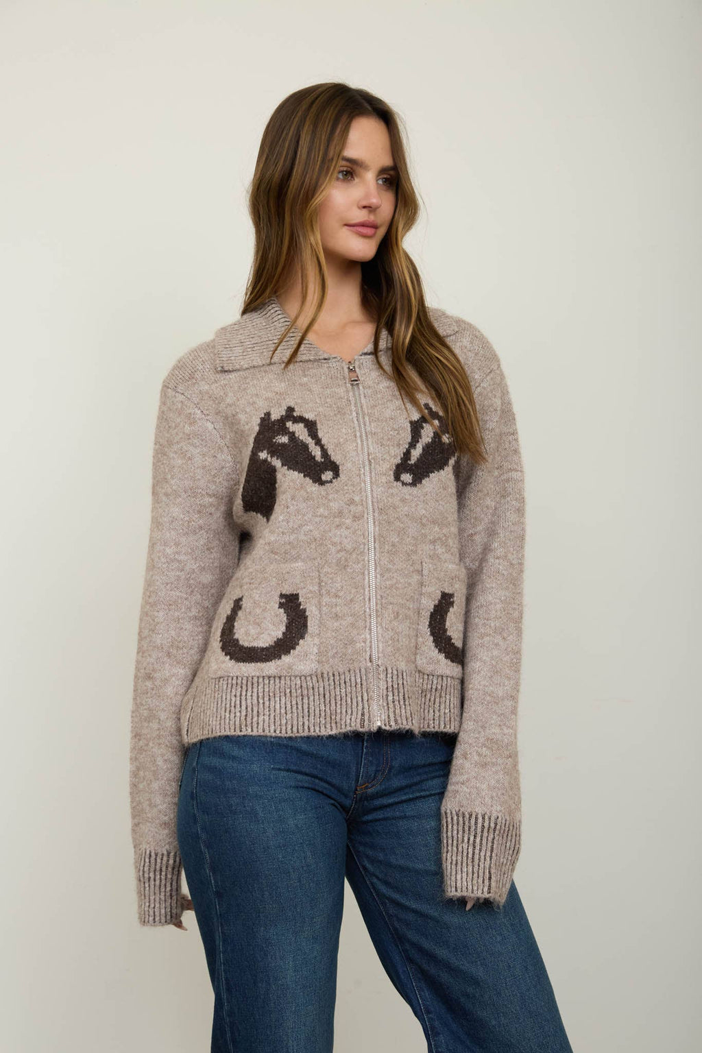 Western zip up cardigan