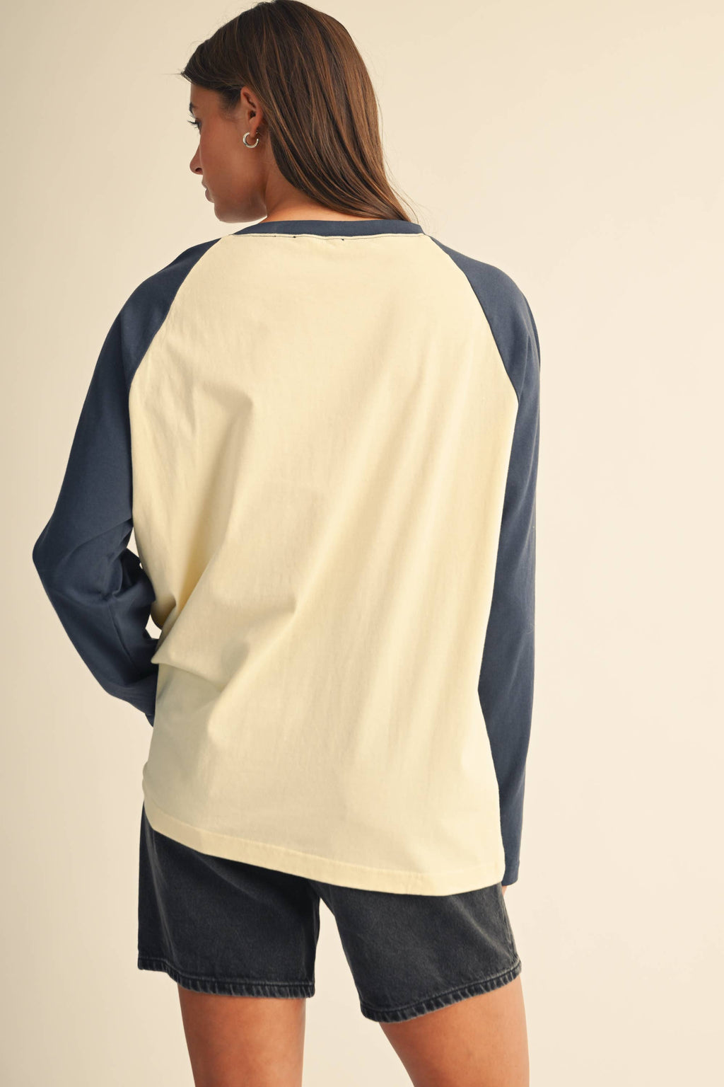 Raglan Blue Sleeve Baseball Tee