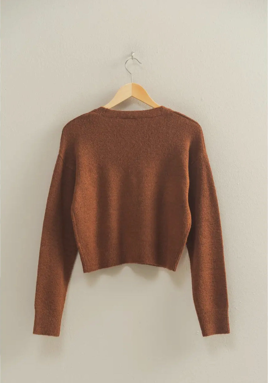 Heart button cardigan sweater